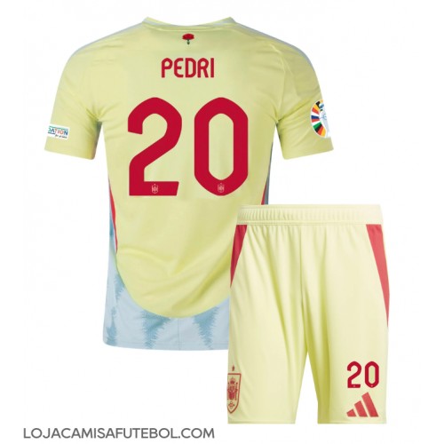Camisa de Futebol Espanha Pedri Gonzalez #20 Equipamento Secundário Infantil Europeu 2024 Manga Curta (+ Calças curtas)